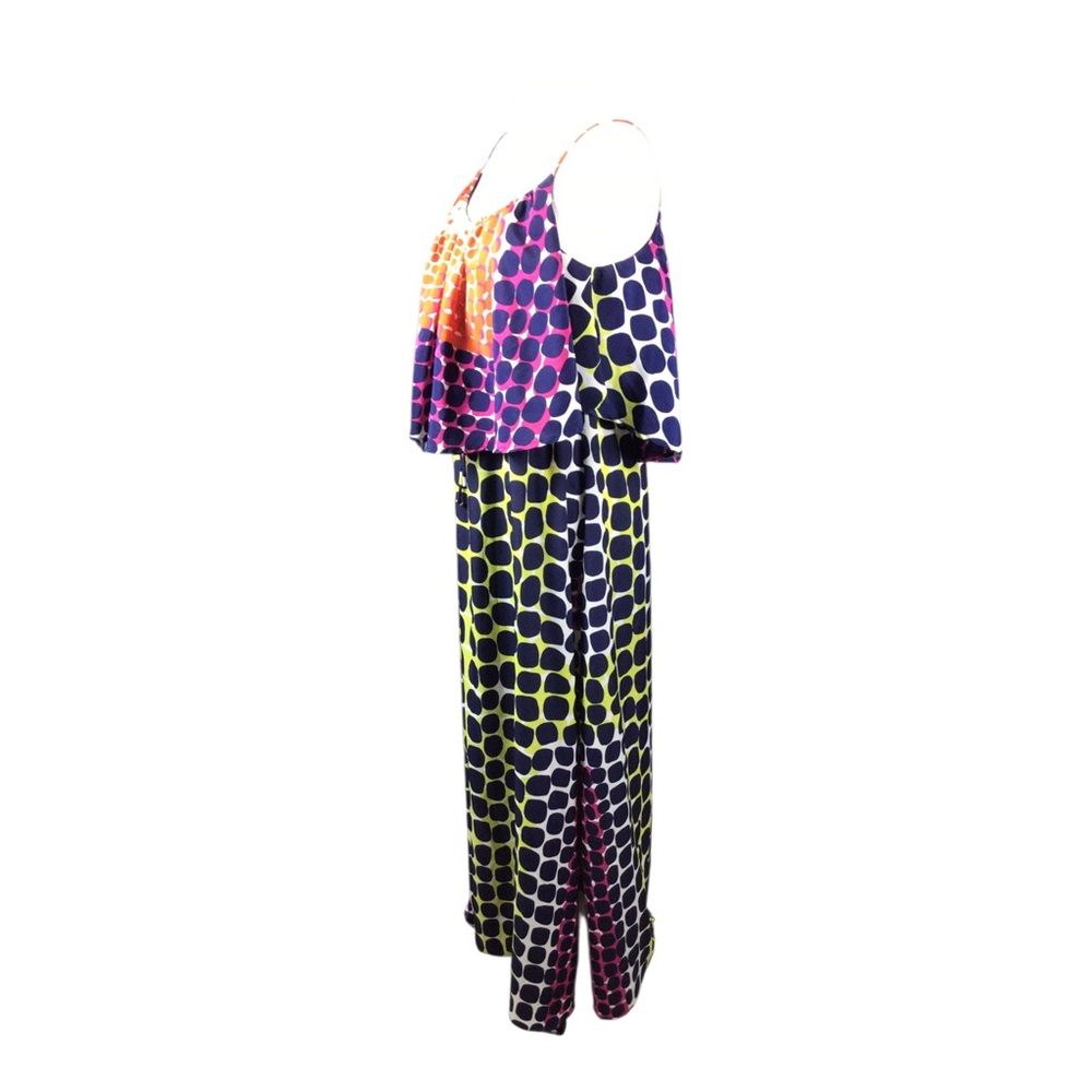 Tiff by Tt Vibrant Dot-Print Spaghetti Strap Maxi Dress Sz Small - Picture 2 of 8